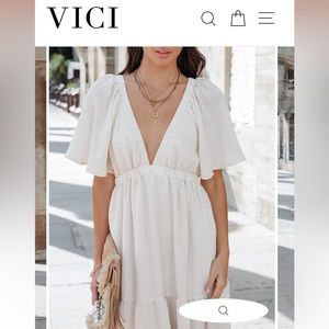 VICI Rhode Island Tiered Maxi Dress in Cream
